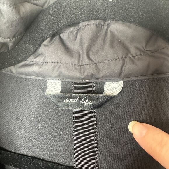 Lululemon Sweet Life Soot Black & Gray Stripe Biker Jacket Water Repel 4 - Picture 8 of 15